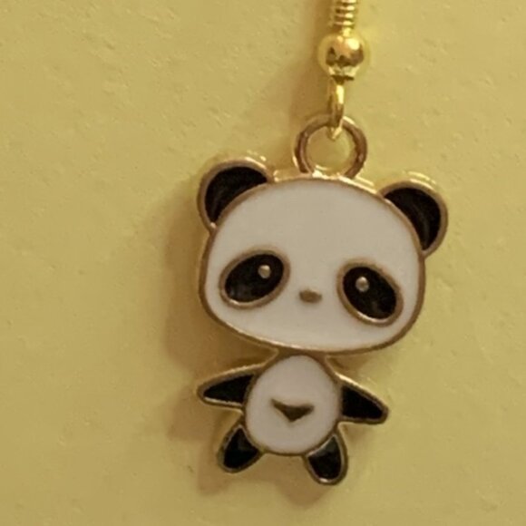 Panda Earring, Panda Bear Jewelry, Gift, Panda Jewelry, Silly Animal Earring - Picture 6 of 7